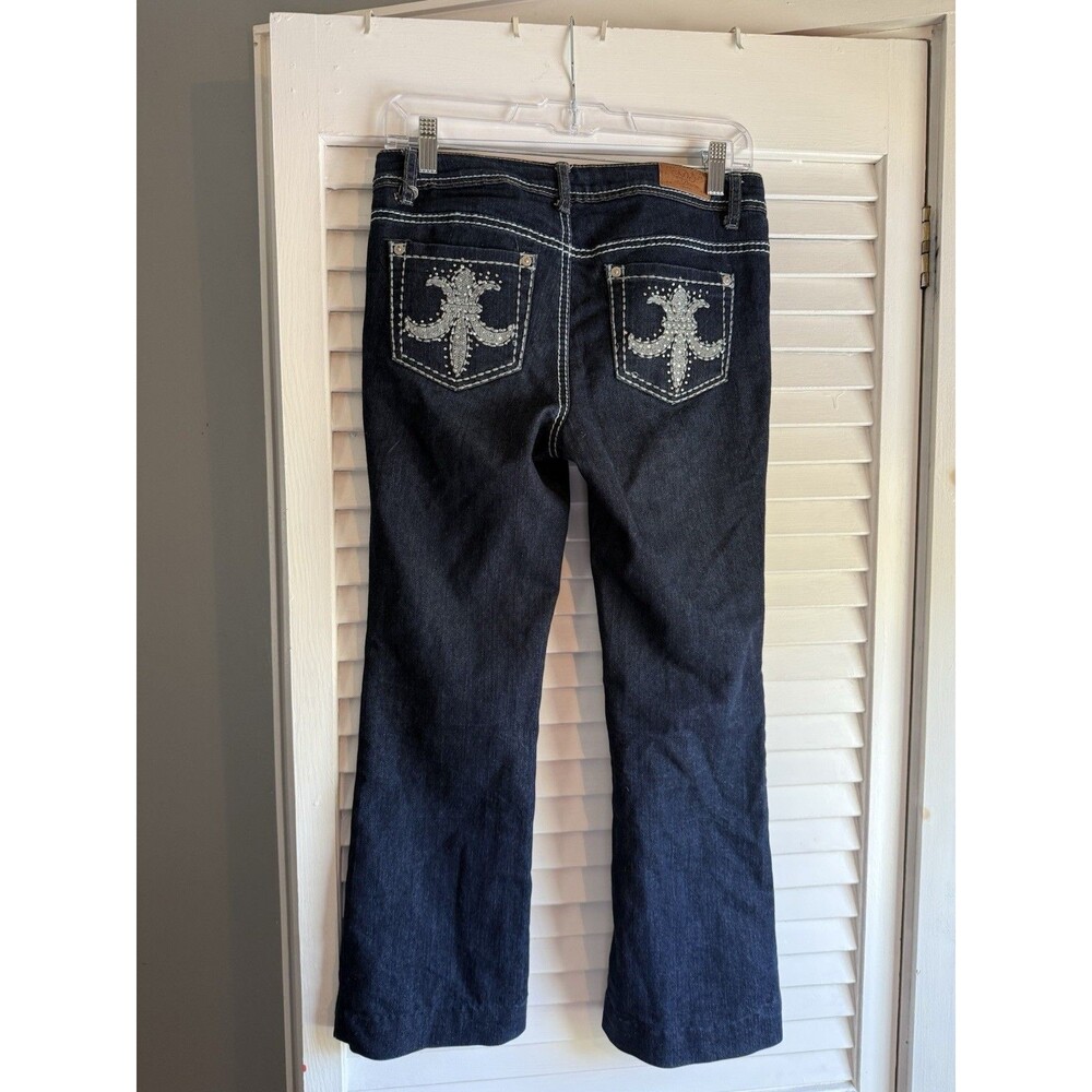 Do Denim NY dark Bootcut jeans embellished embroidered back pockets size 1 Y2K